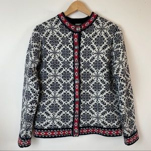 LL Bean Nordic Fair Isle Snowflake Cardigan